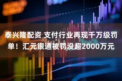 泰兴隆配资 支付行业再现千万级罚单！汇元银通被罚没超2000万元
